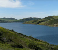 Image of a full California reservoir