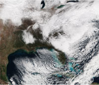 Satellite image showing cloud cover over California